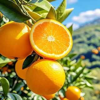 挂在枝头的赣南脐橙